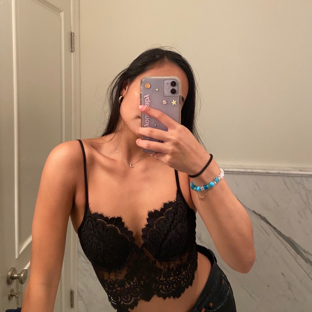 For Love & Lemons Black Skivvies Top